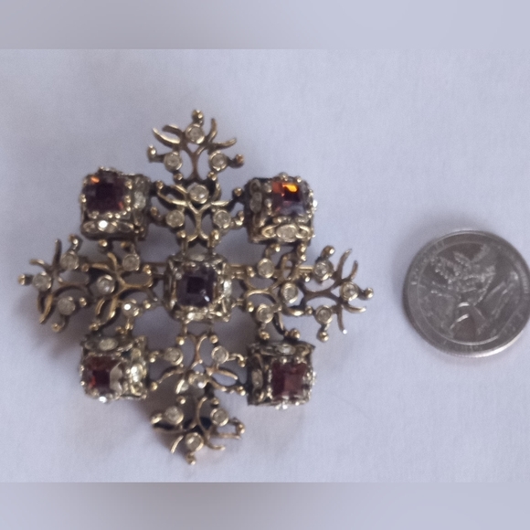 Vogue Jewelery VTG 50's 60's Tree Topaz, Clear Rhinestones Rare Gold Tone Brooch - Picture 8 of 13